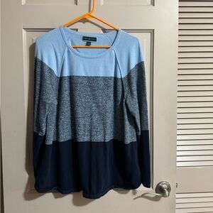 Karen Scott Women's Cotton Colorblocked Sweater Blue Combo Size Large
